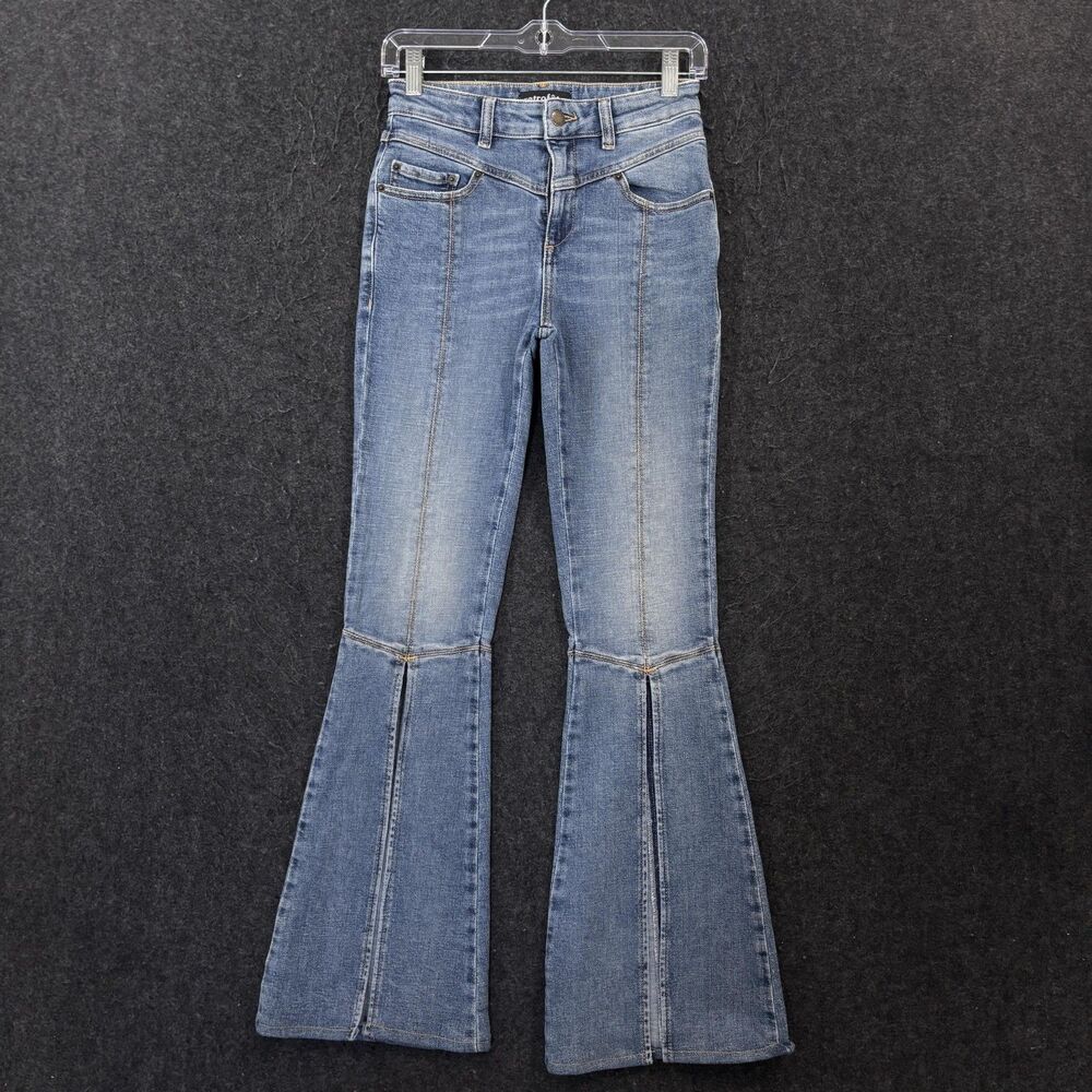 Retrofête Fresca Flared Jeans Women's 24 Blue Mid Rise Stretch Denim Italy